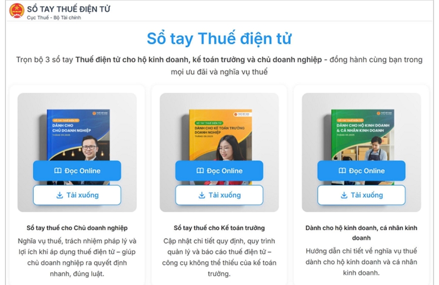 Cục Thuế giới thiệu bộ 3 cuốn Sổ tay điện tử hỗ trợ người nộp thuế.